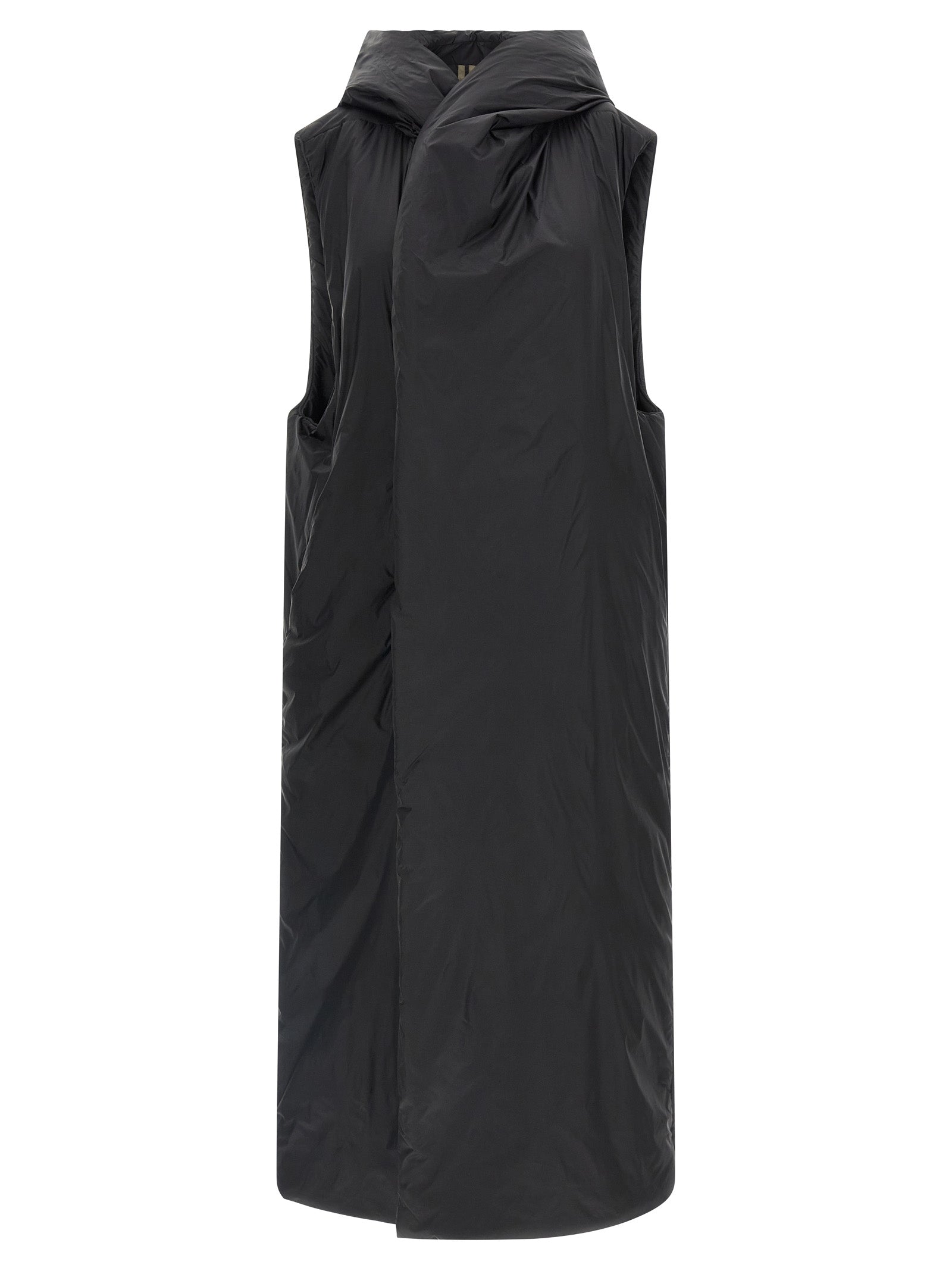 Hooded Padded Nylon Vest — Black