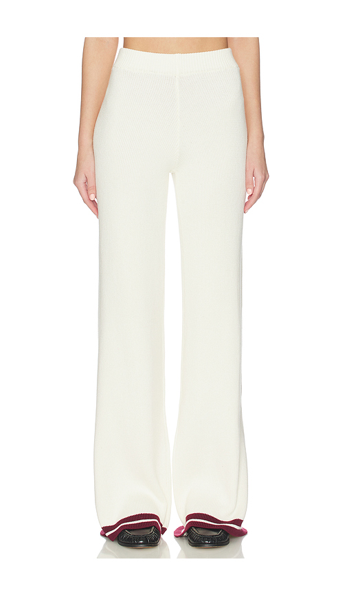 SNDYS Colton Varsity Knit Pant in Cream. L. Also in S, XXS