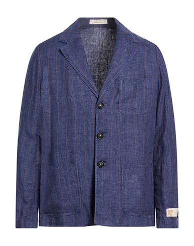 Man Blazer Blue Size 46 Linen, Elastane