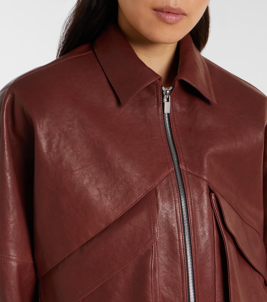 Leather bomber jacket