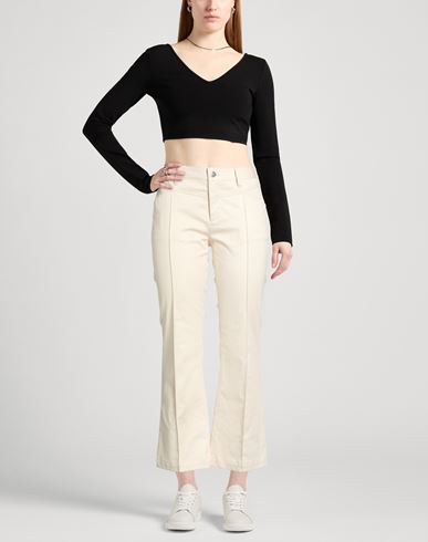 Woman Pants Beige Size 4 Cotton, Elastane