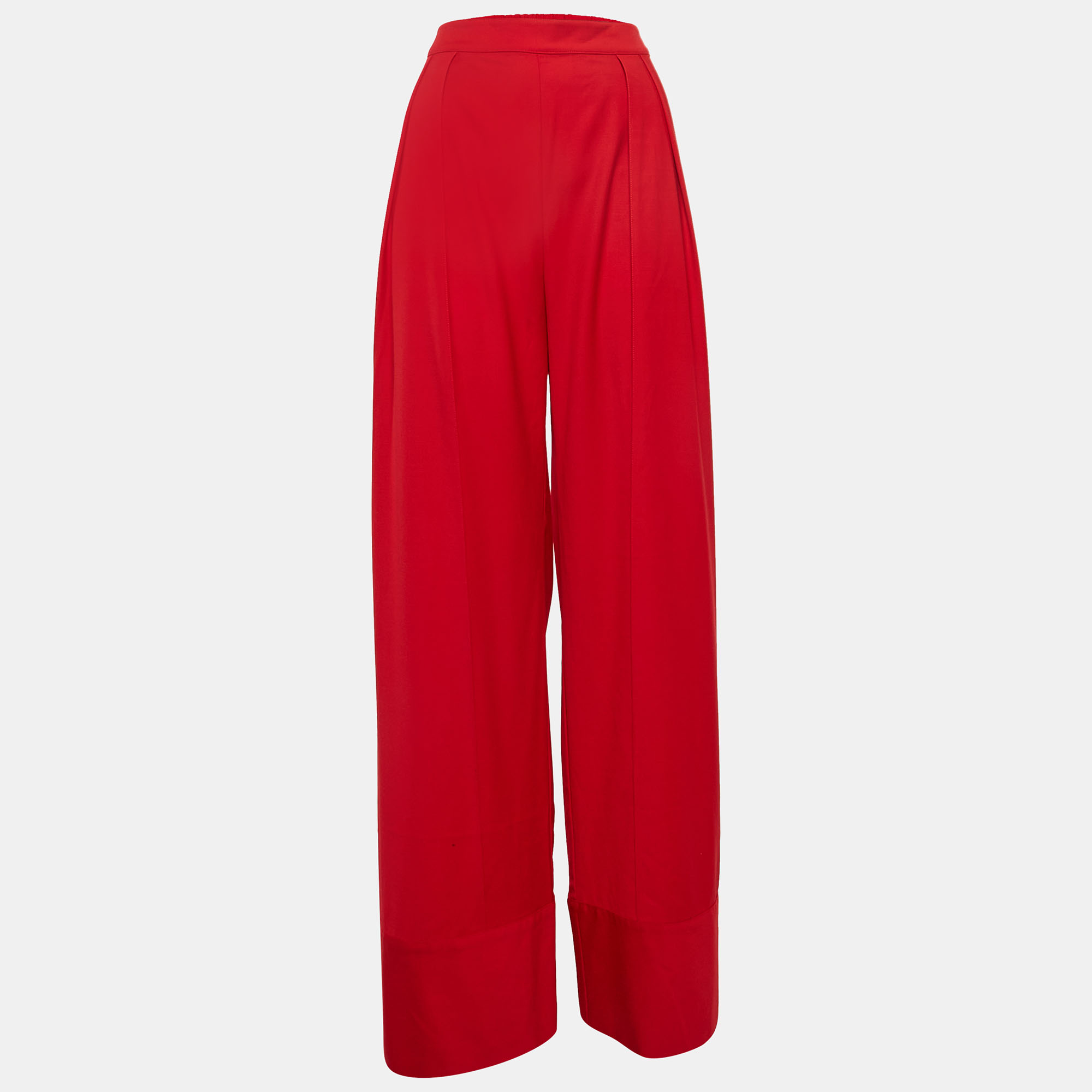 Michael Lo Sordo Red Wool Wide Leg Pant