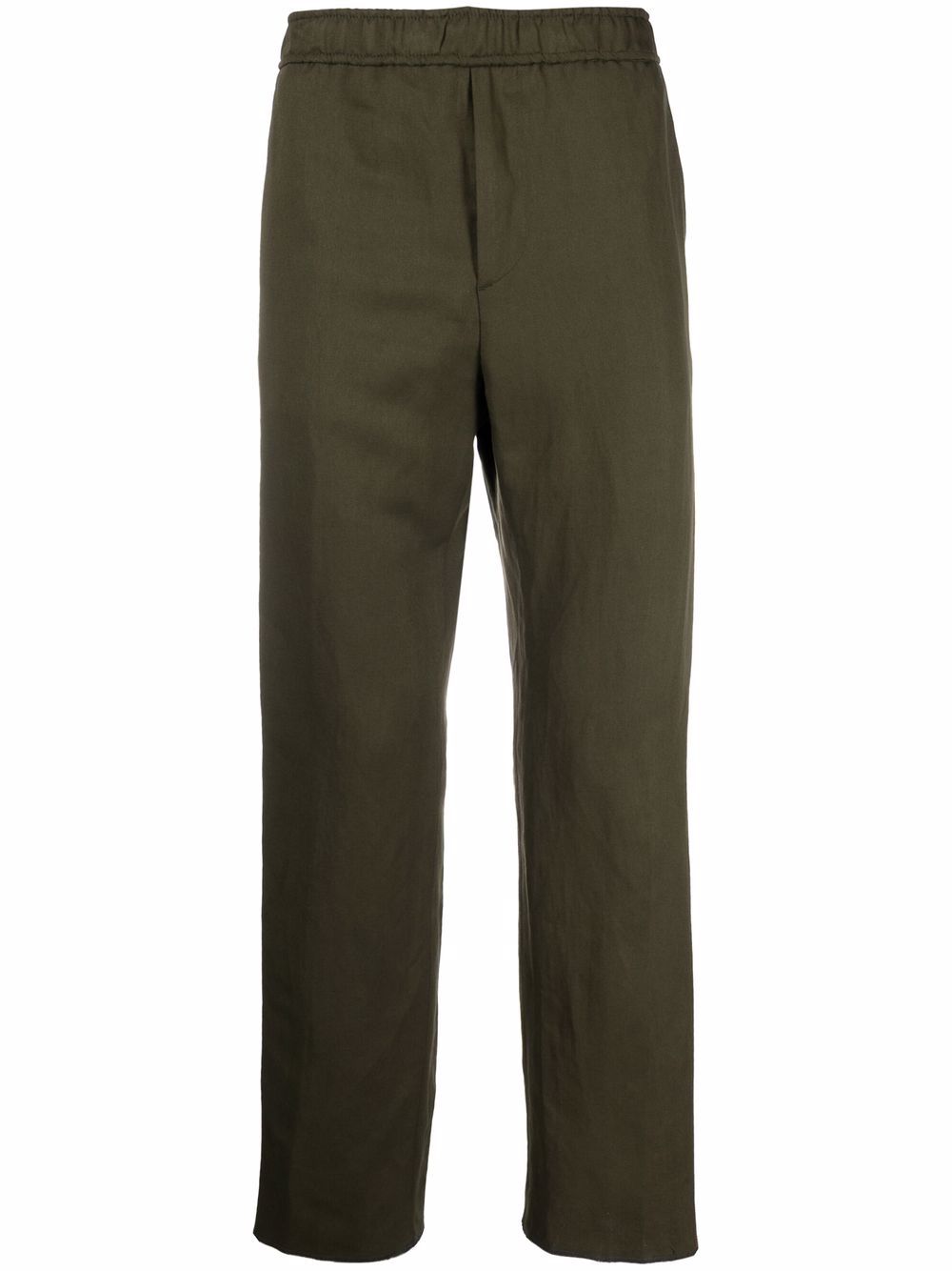 Logo-tape detail straight-leg trousers - Green