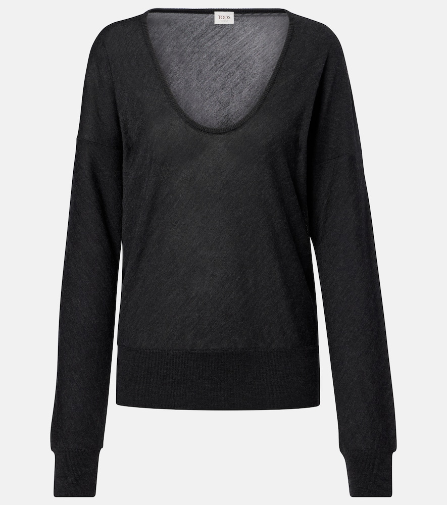 Ribbed-knit wool and silk sweater