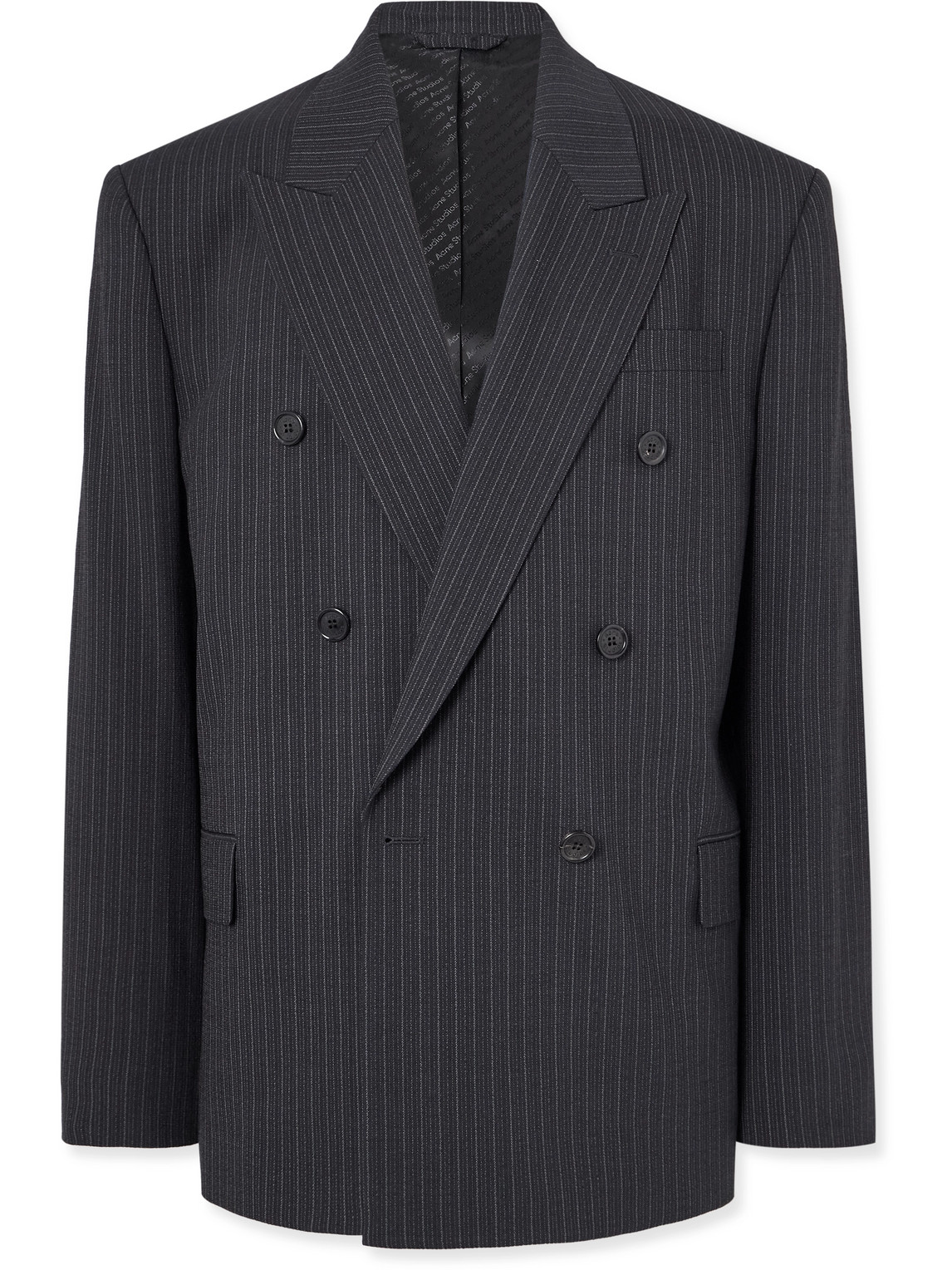Jarvel Double-Breasted Pinstriped Wool-Blend Suit Jacket