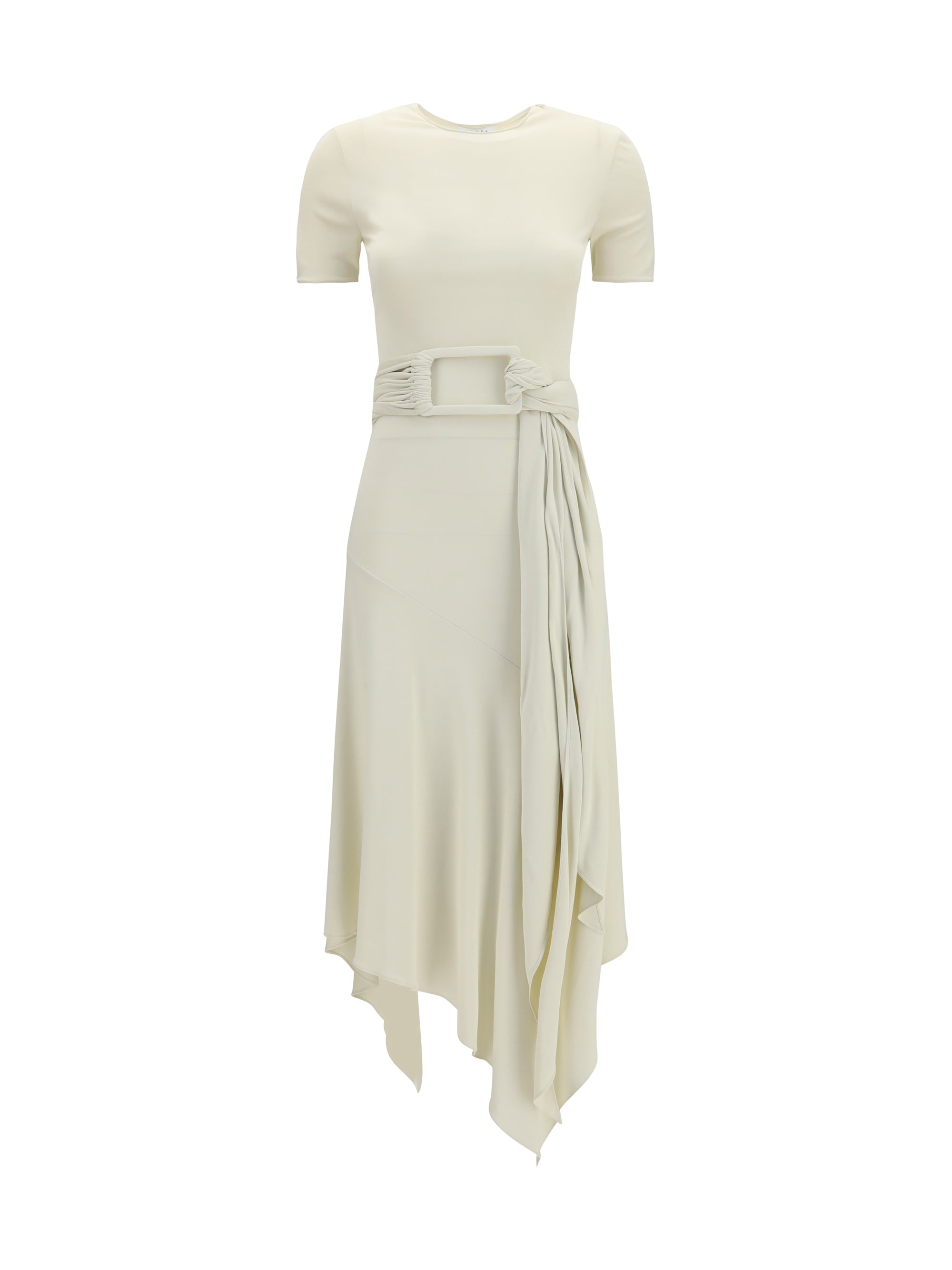 Belted Jersey Dress — Cream