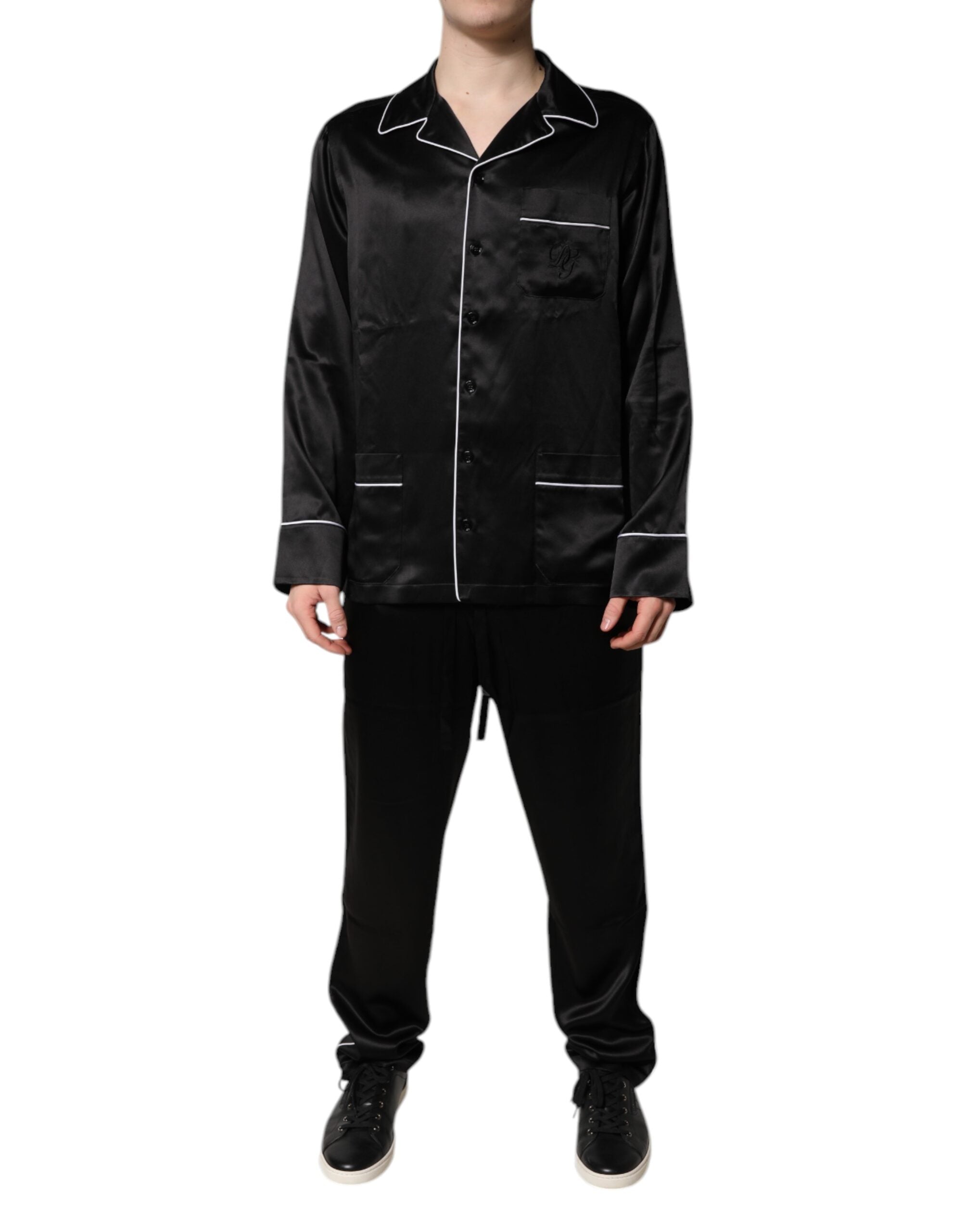 Silk Pajama Set — Black