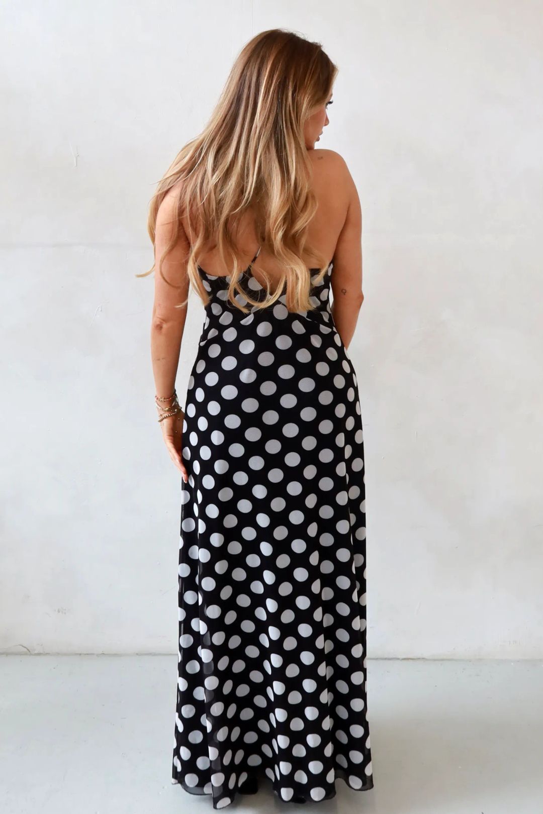 Hiccup Womens Audrey Polka V-Neck Maxi Dress - Black - Large