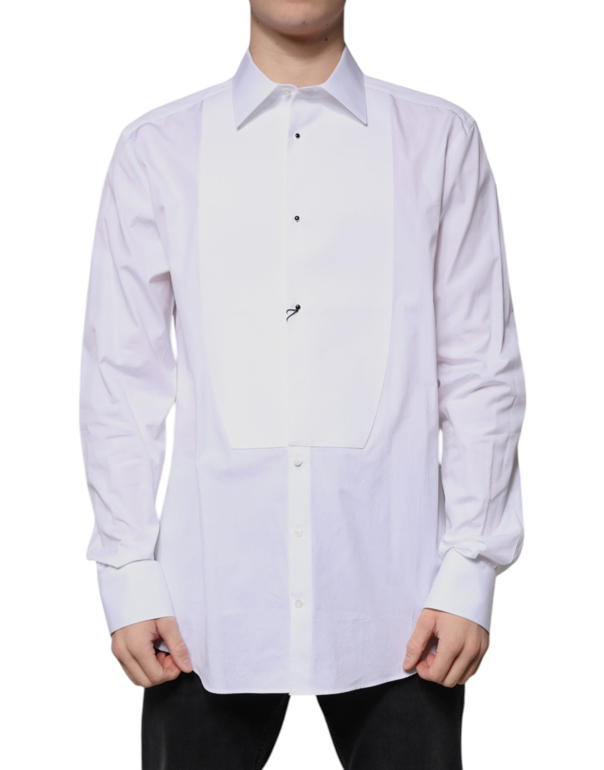 Bib Cotton Poplin Shirt — White