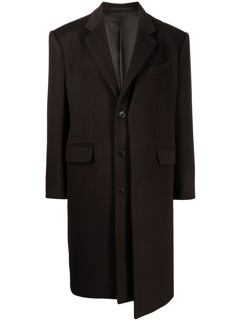 Layered single-breasted coat - Brown