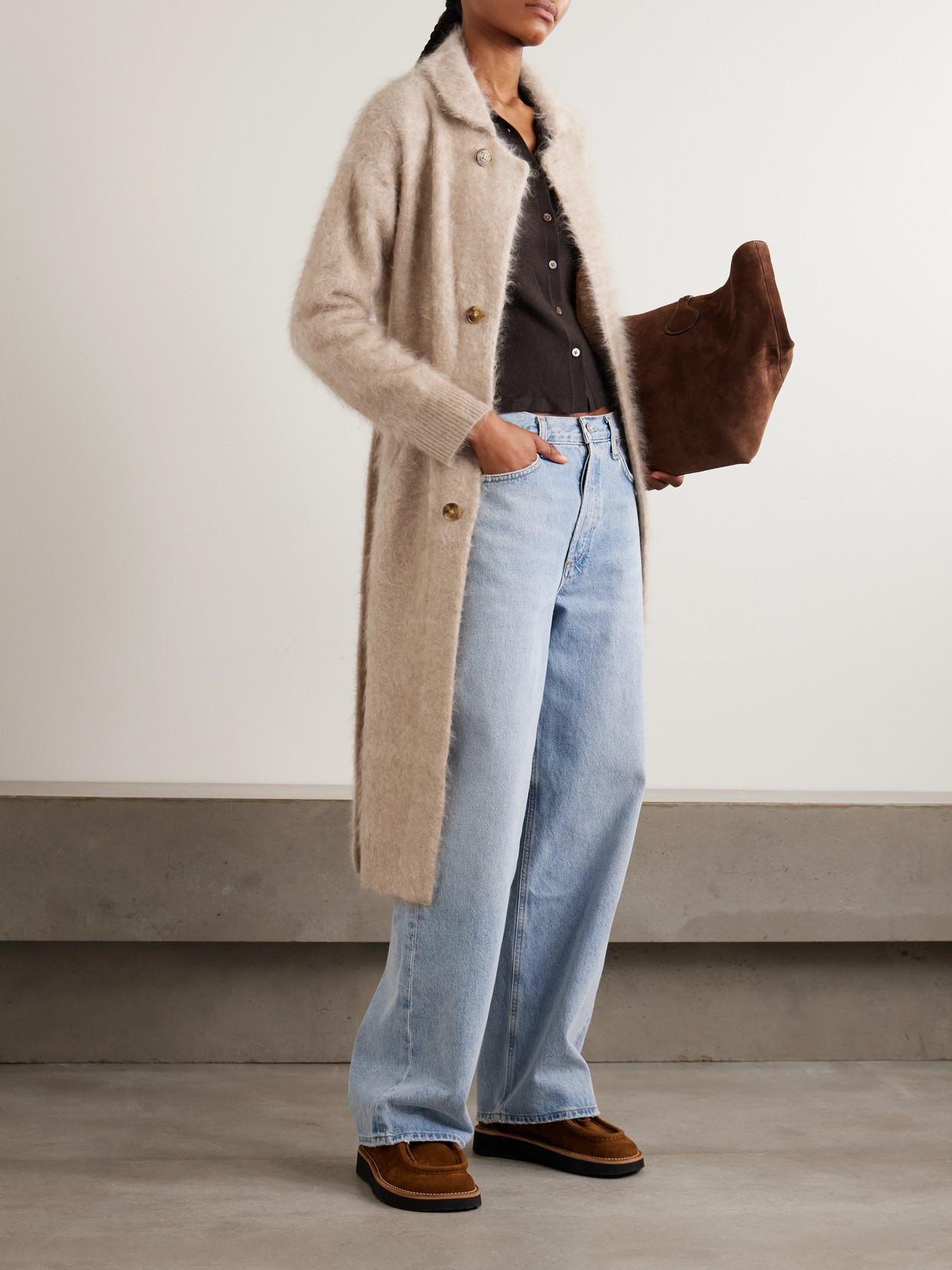 Grizzly Belted Brushed-cashmere Coat - Brown