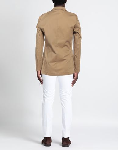 Man Blazer Khaki Size 42 Cotton, Elastane