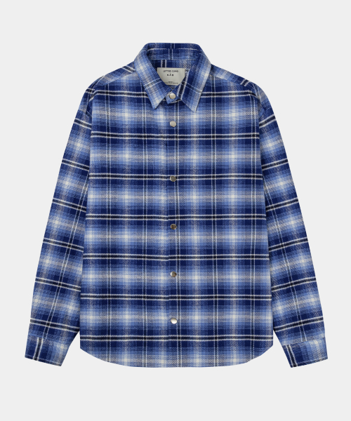 Heavy Oversized Check Shirt Jacket Blue