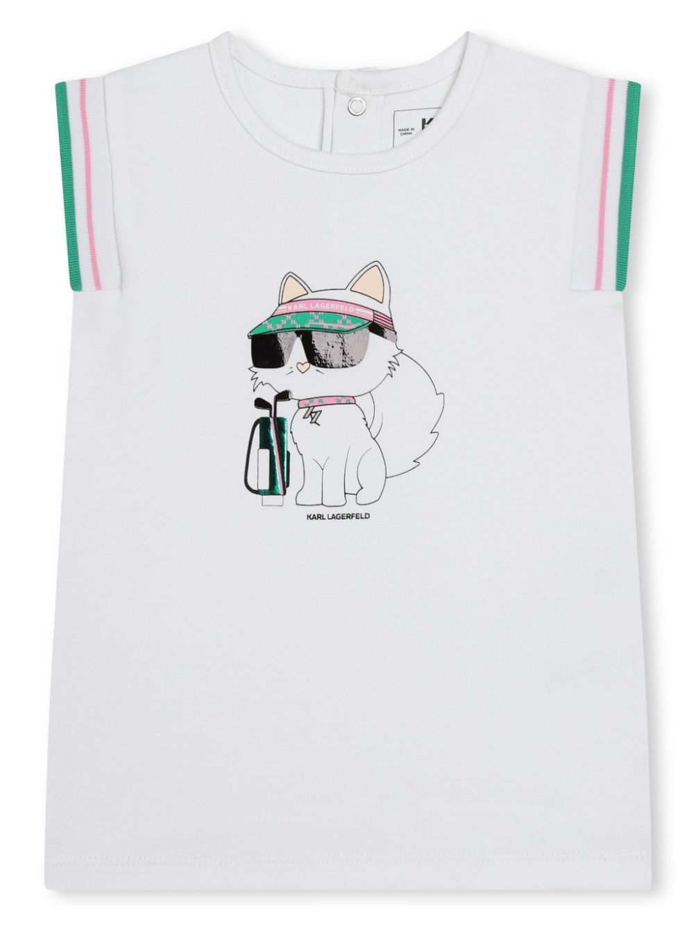 Ikonik Choupette-print cotton dress - White