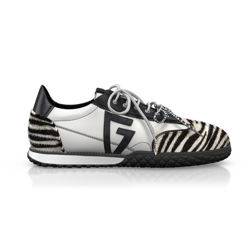 Baskets rétro running Femme Faites main en Italie en Cuir Blanc - Sur Mesure, Petit - GIROTTI