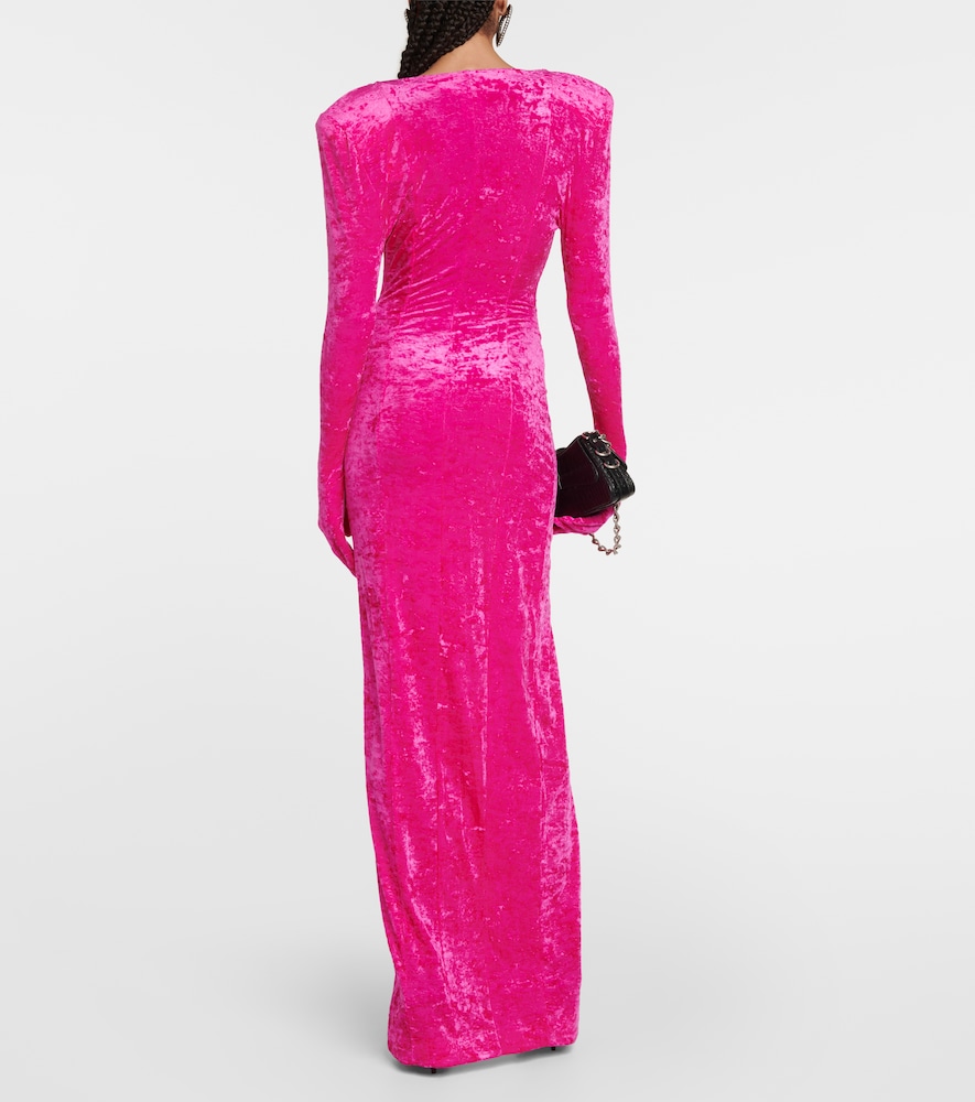 Diva gloves velvet maxi dress