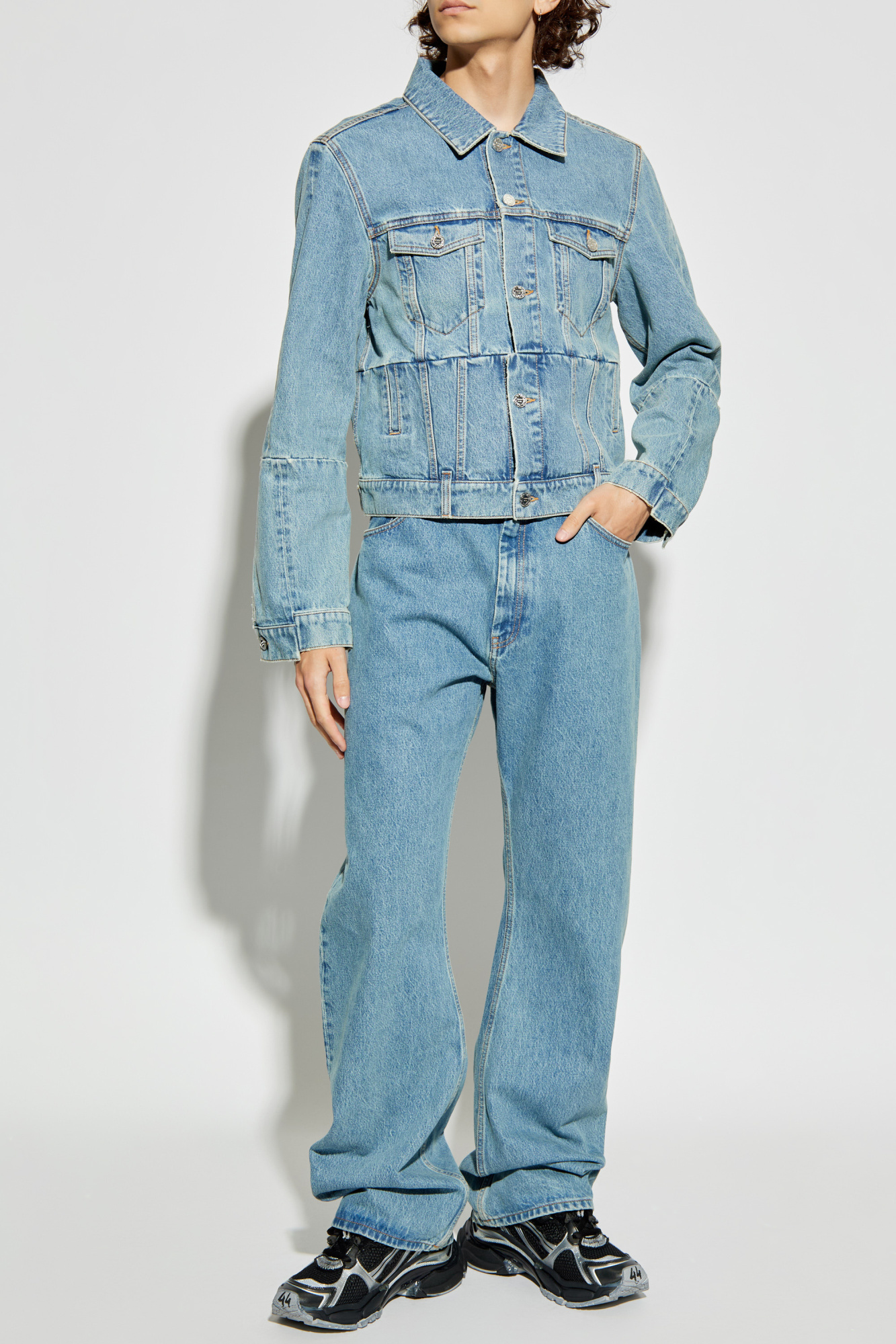 Jeans With Logo, Men's, Light Blue
