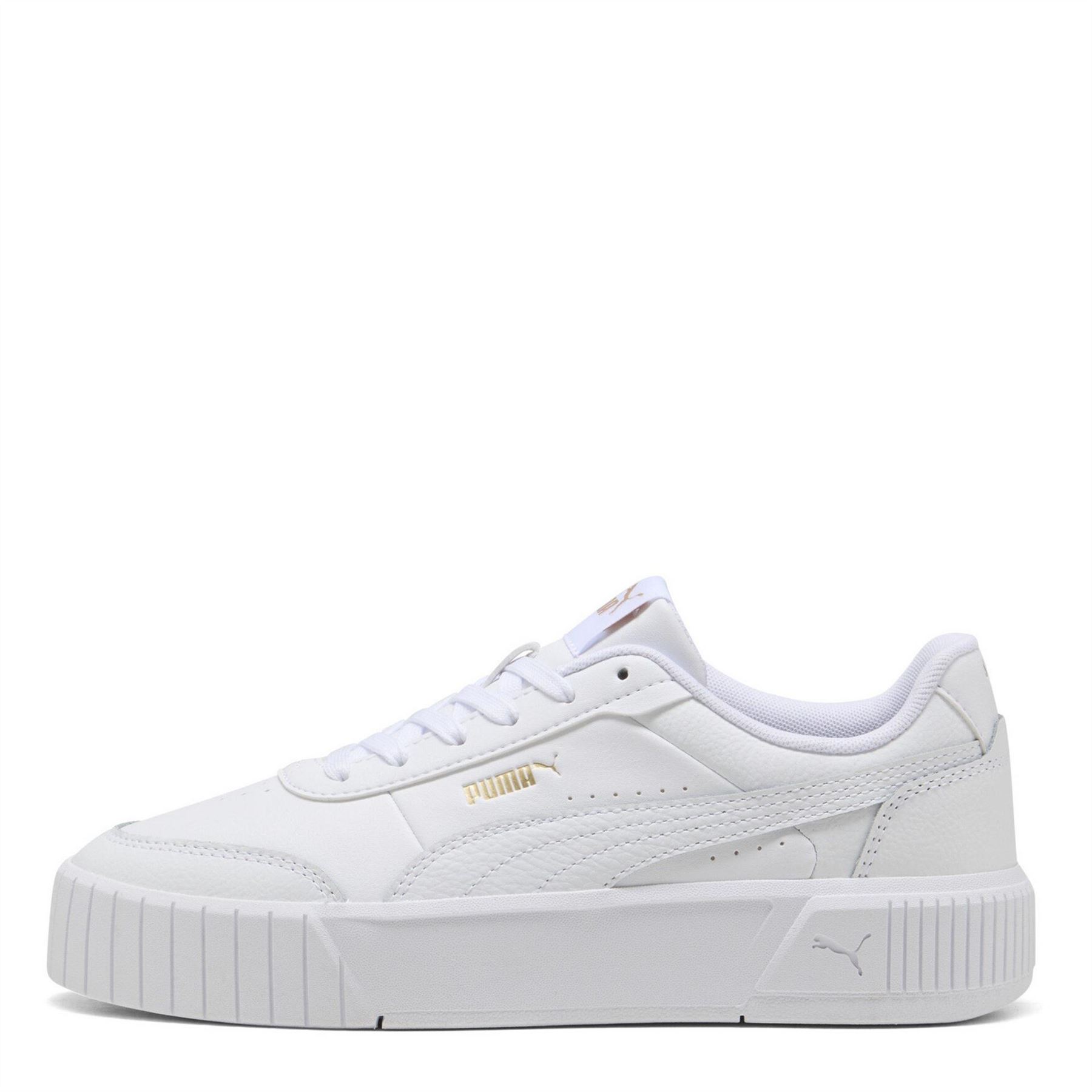 Puma Womens Carina Mia Classic Low Top Trainers in White-Gold