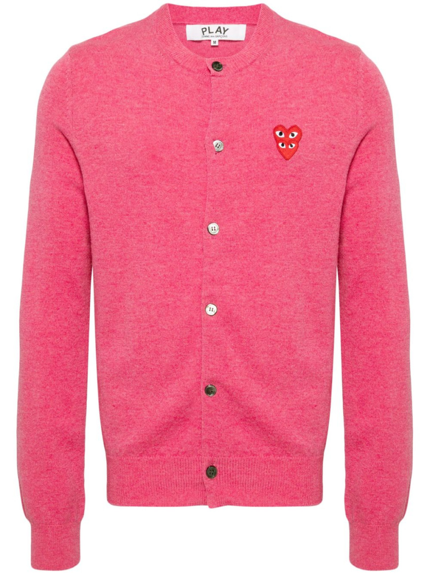 Pink Round Neck Logo Cardigan