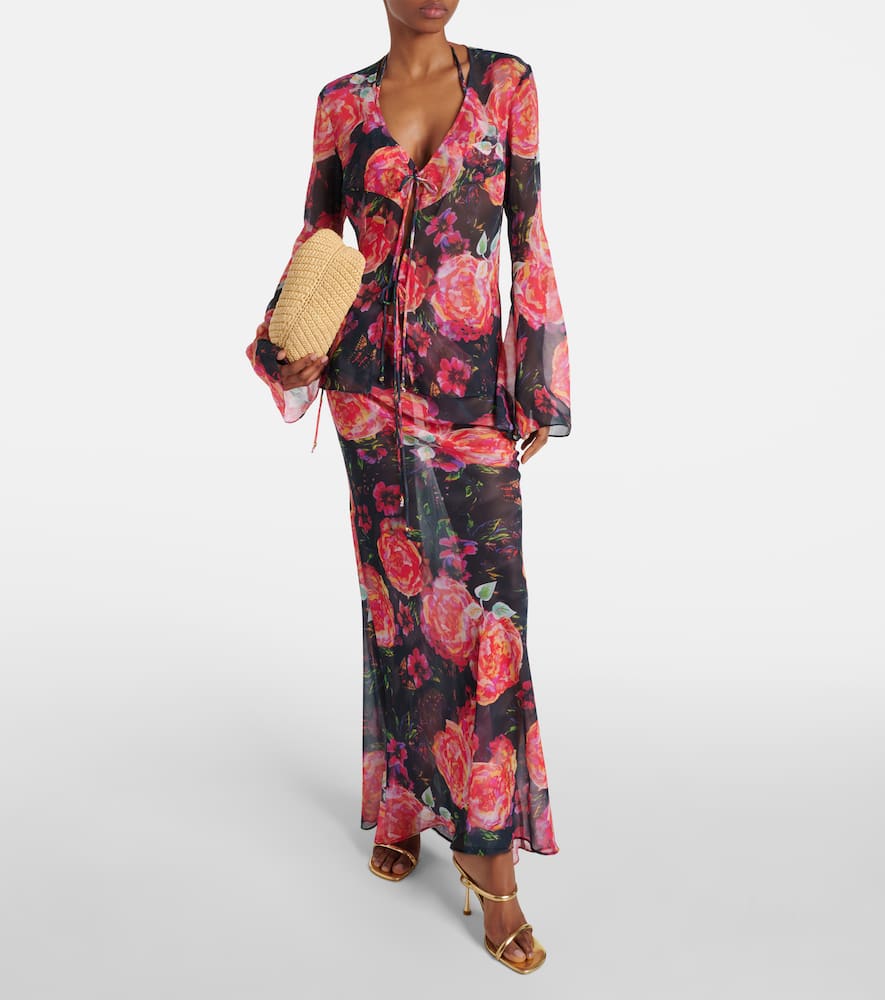 Vanessa floral chiffon beach cover-up
