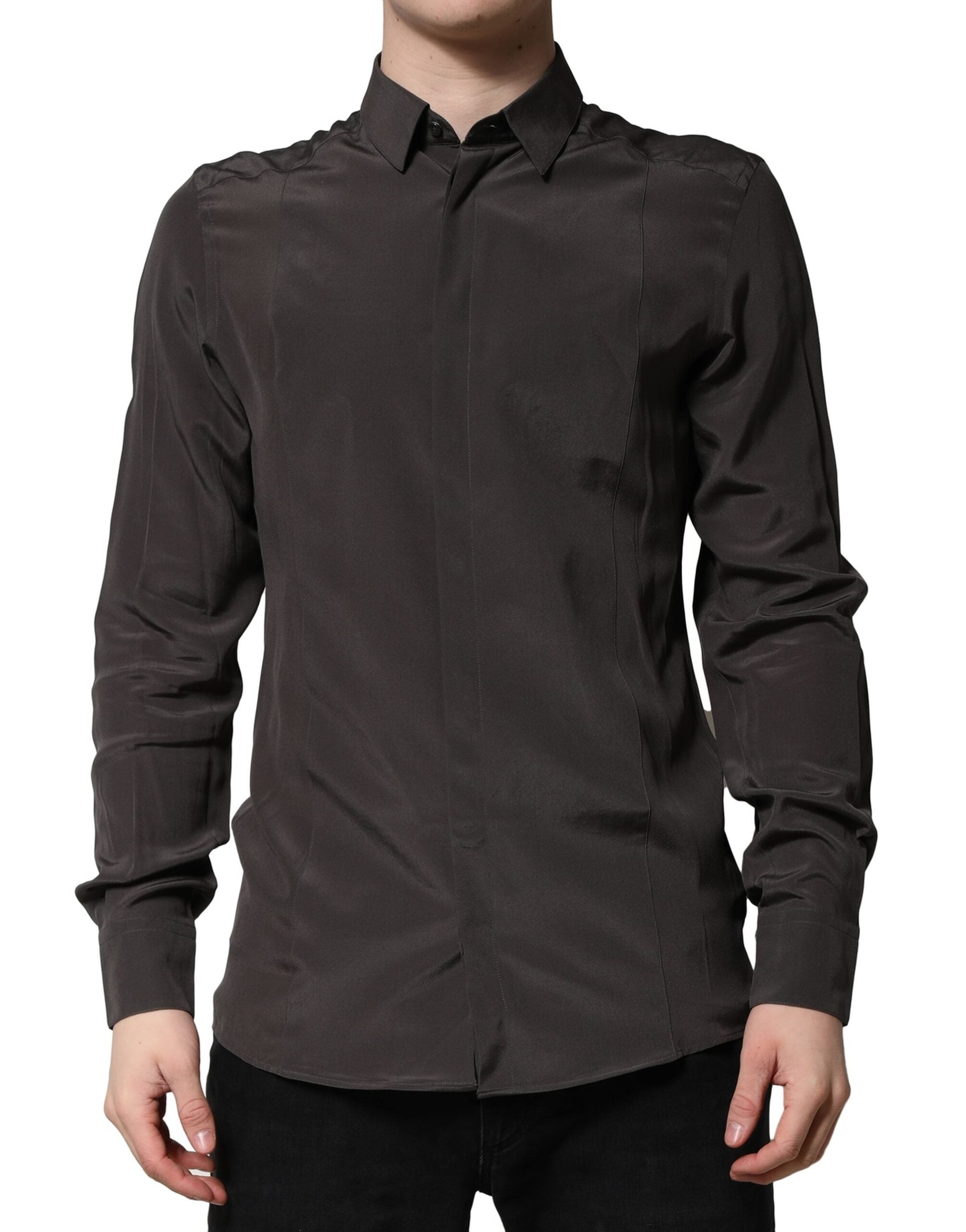 100% Silk Shirt — Brown
