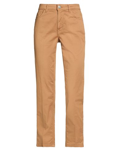Woman Pants Brown Size 24 Cotton, Elastane