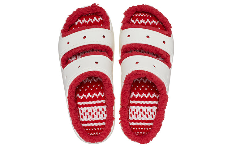 (WMNS) Classic Cozzzy Holiday Sweater Sandal 'White Red'