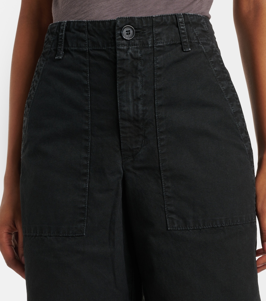 Velvet Mid-rise cotton canvas wide-leg pants