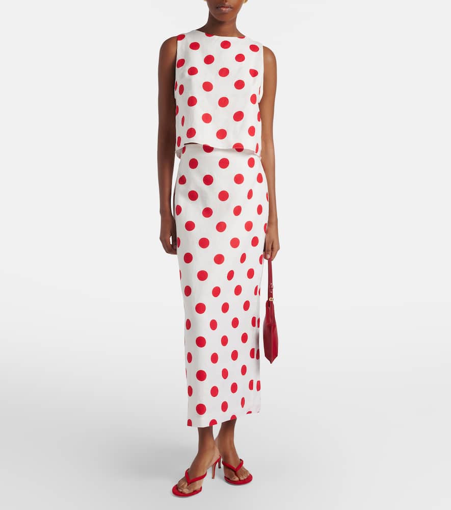 Avelino polka-dot linen crop top