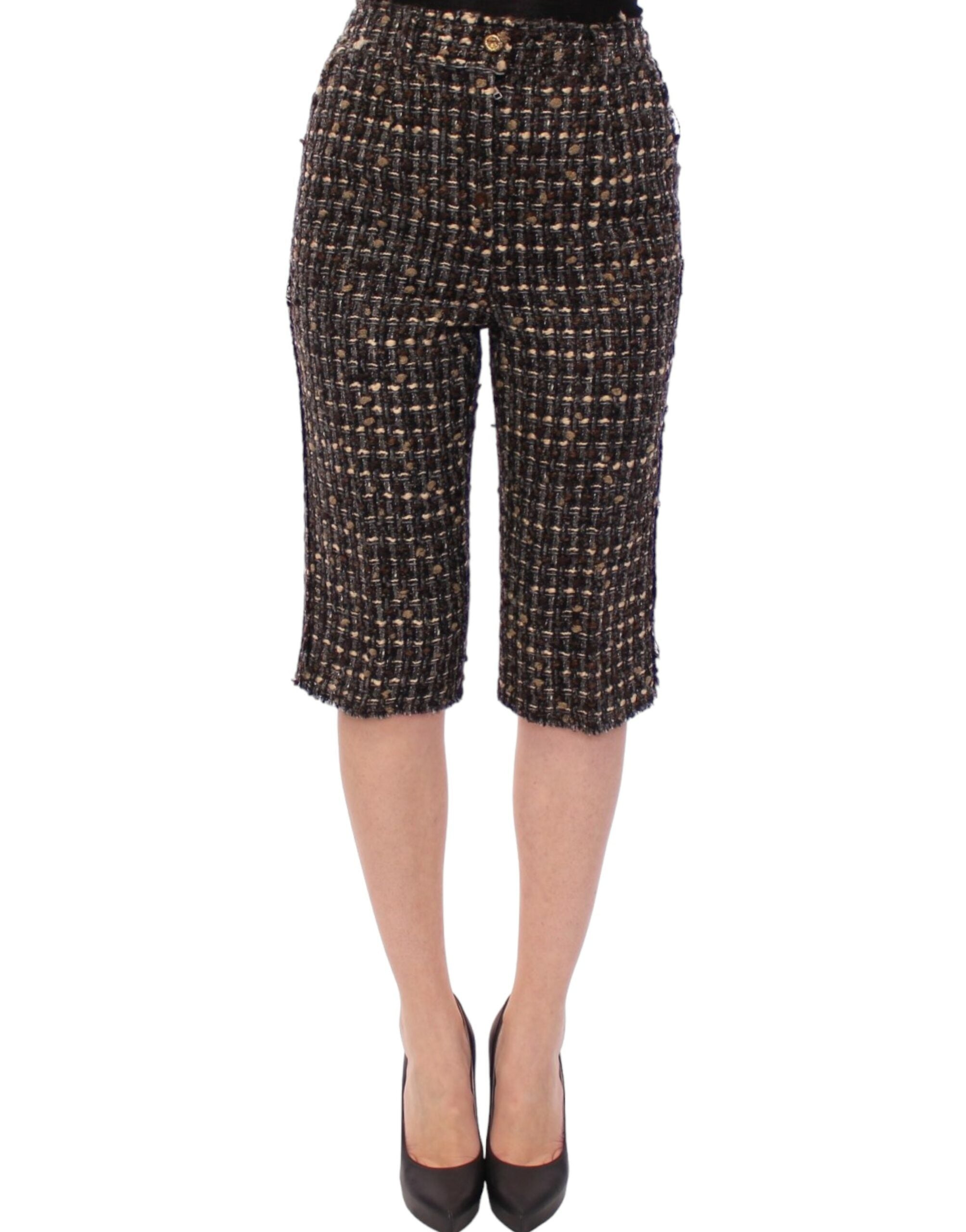 Tweed Bermuda Shorts — Brown