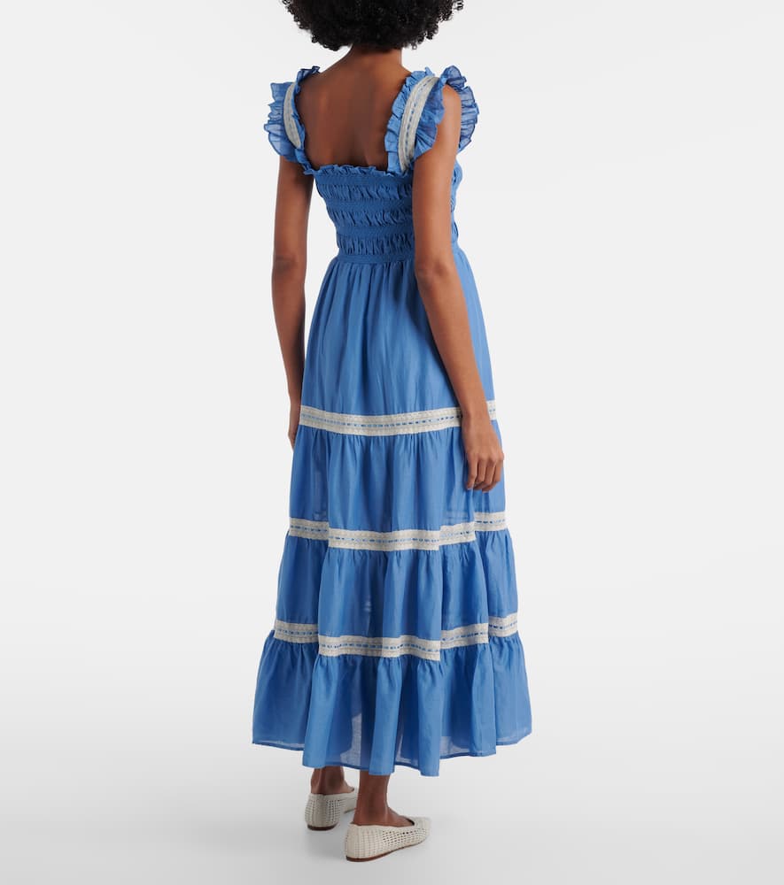 Aubrie lace-trimmed cotton voile midi dress