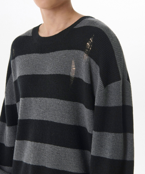 90s Grunge Stripe Crew Neck Knit