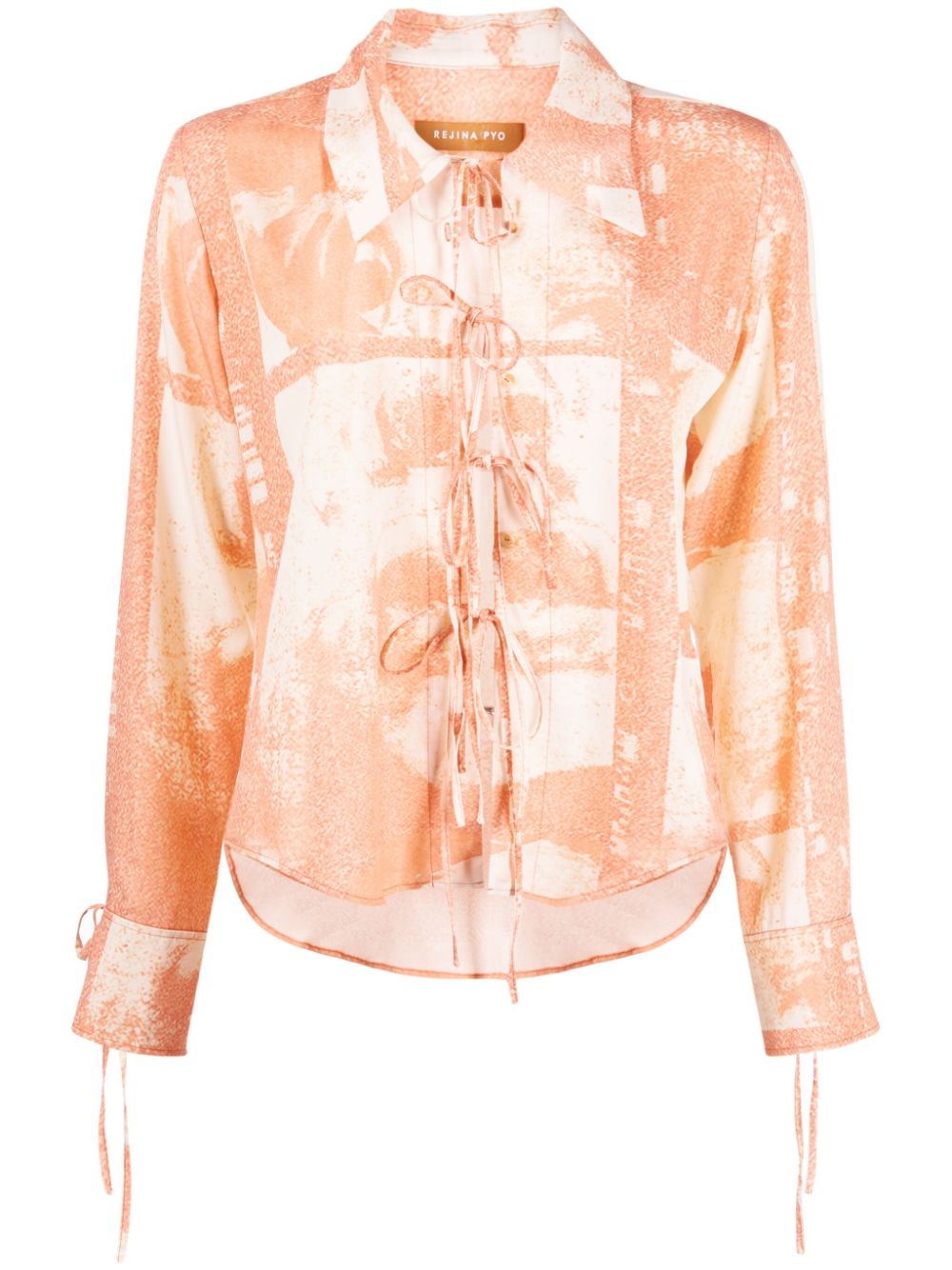 Saskia crinkled tie-detail blouse - Orange