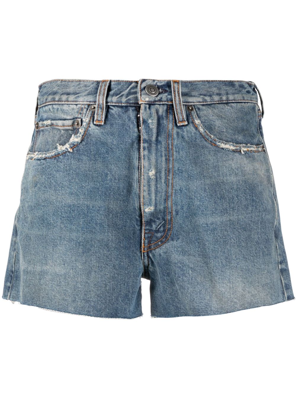 Raw-cut denim shorts - Blue