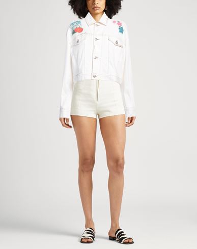 Marni Woman Denim outerwear White Size 2 Cotton, Elastane, Cow leather