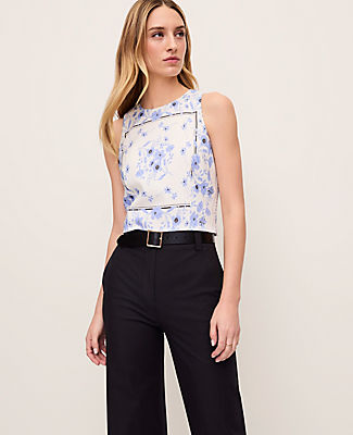 Ann Taylor Petite Floral Cropped Halter Shell Top