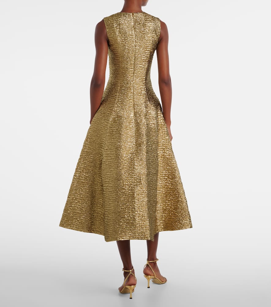 Mara metallic-effect seersucker midi dress