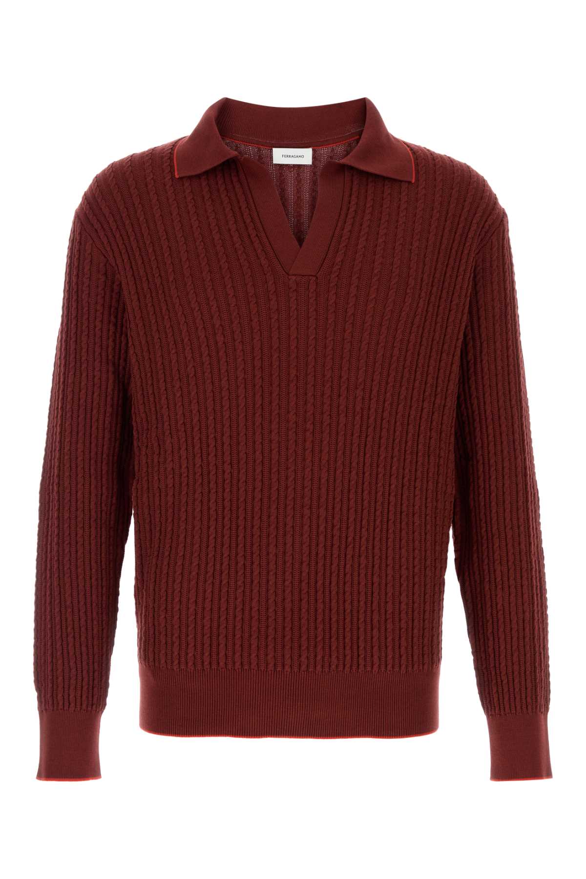 Ribbed Cotton-Silk Blend Sweater — Red