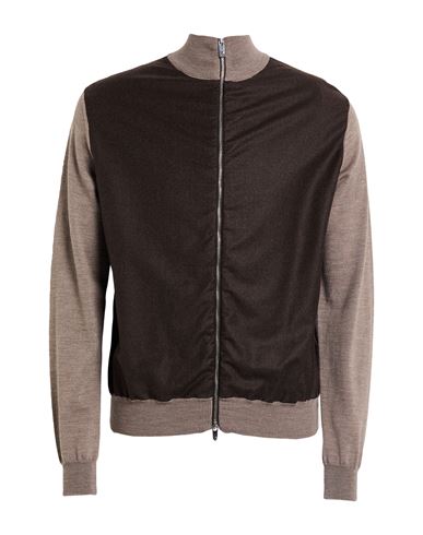 Man Cardigan Chocolate brown Size 40 Virgin Wool