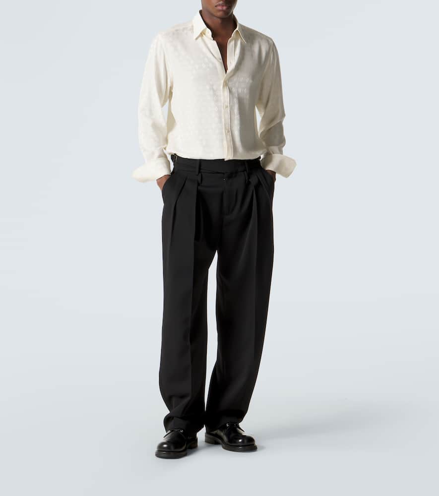 Virgin wool gabardine wide-leg pants