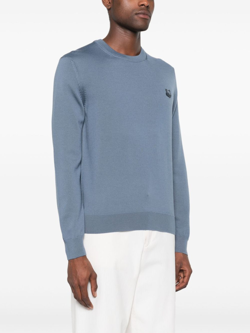 Blue Bold Fox Head wool jumper