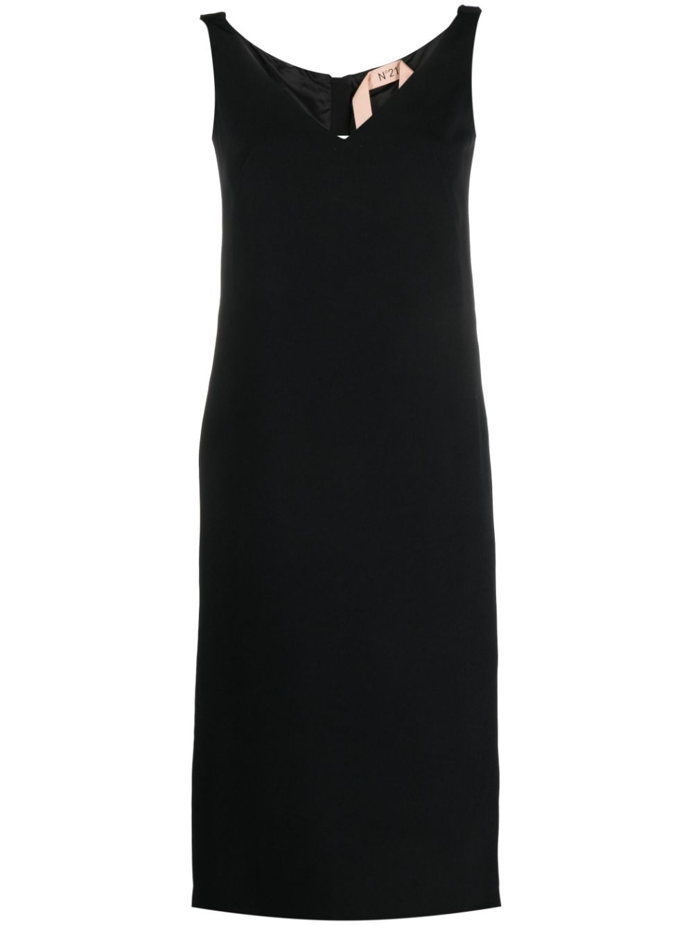 Ruched-strap midi dress - Black