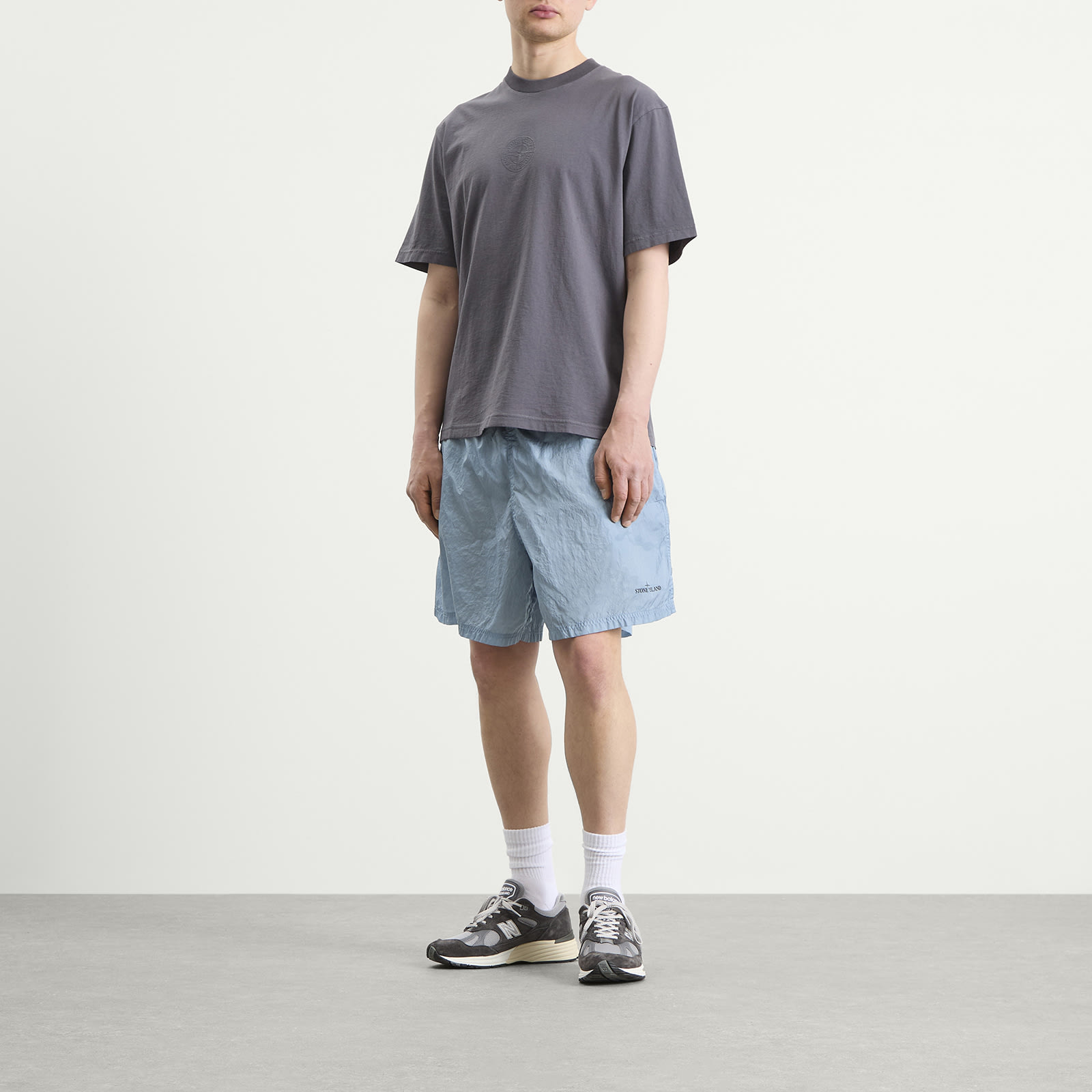 Men's Water Reactive Faded Camo Swim Shorts in Dust Blue