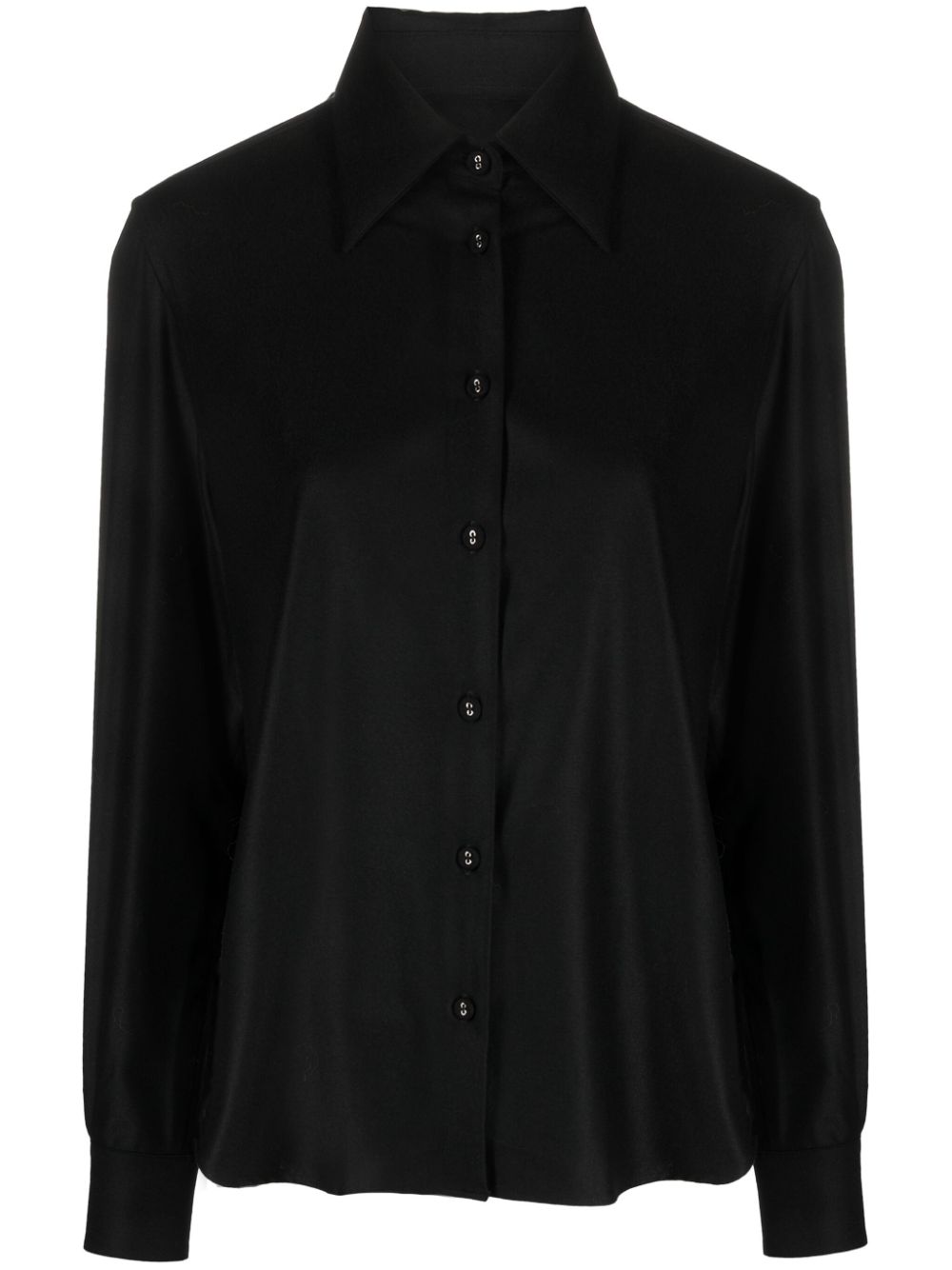 Long-sleeve virgin wool shirt - Black