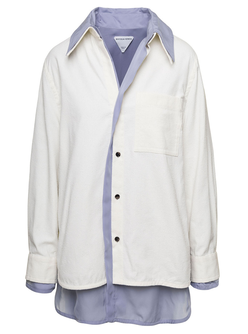 White Relaxed Fit Double Layer Shirt In Cotton Woman