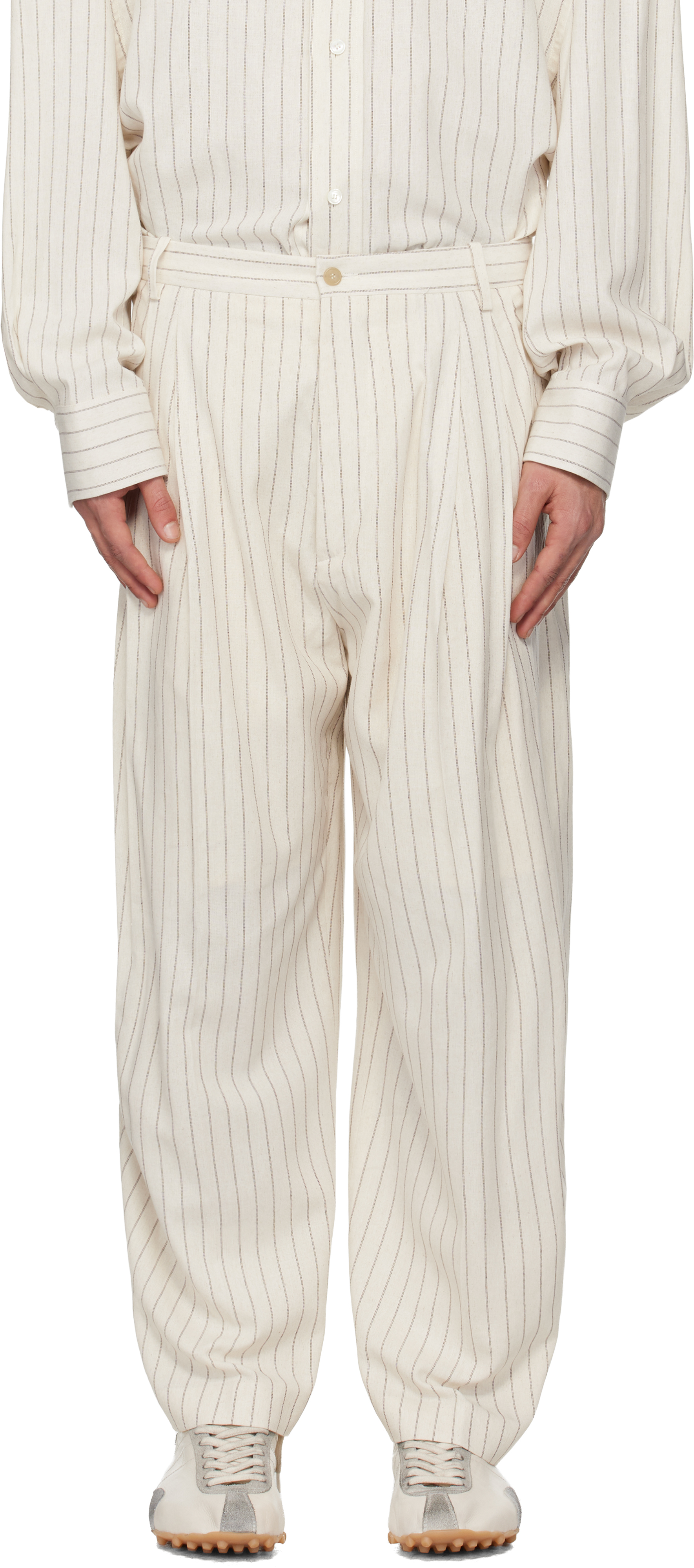 Off-White Pinstripe Trousers