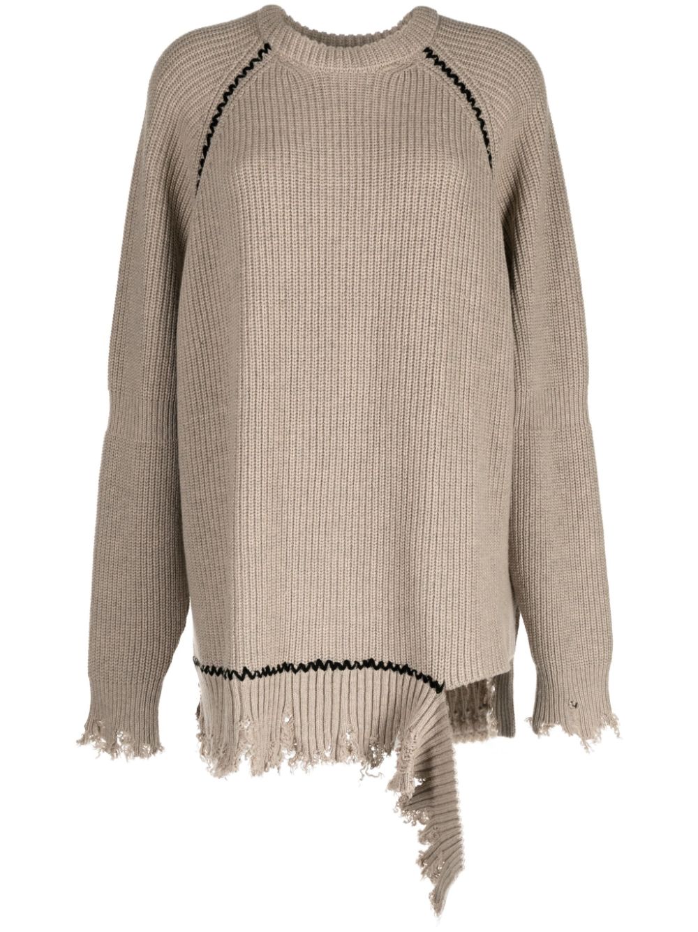 Distressed frayed jumper - Black