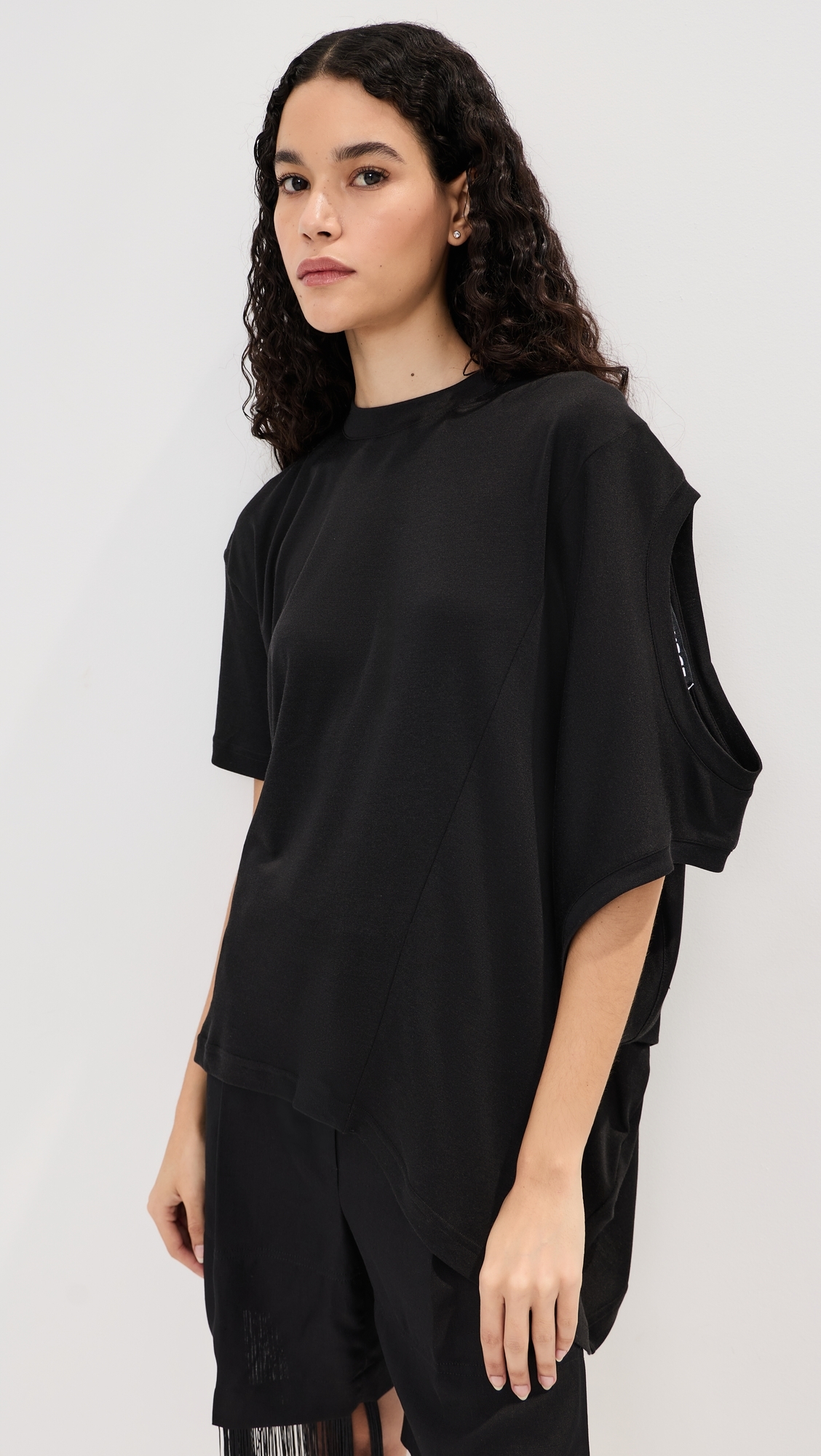 Combined Silk T-Shirt Black