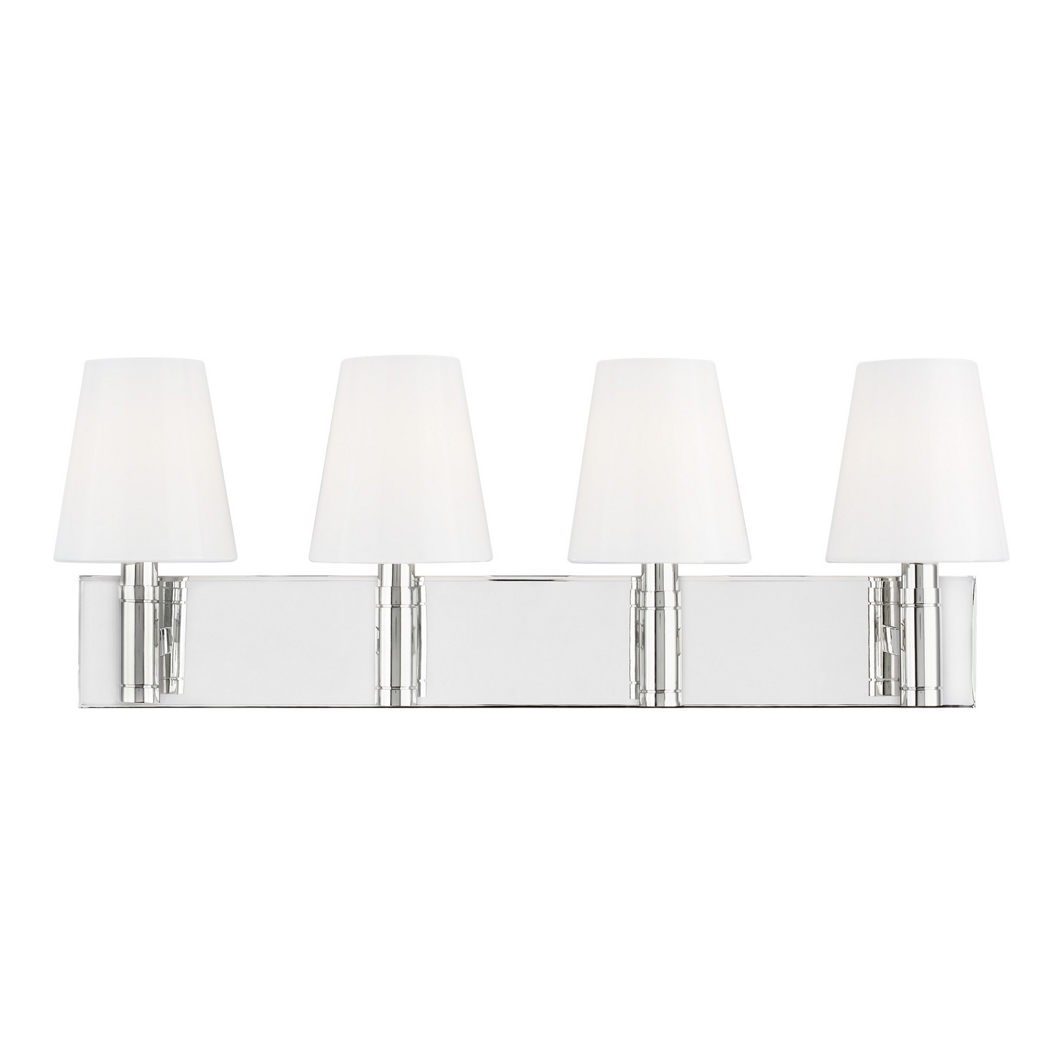 Visual Comfort Studio Beckham Classic 4-Light Bathroom Vanity Light in Polished Nickel by Thomas O'Brien
