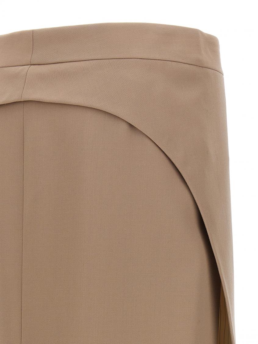 -Midi Skirt Gonne Beige-Donna